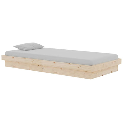 Bedframe Massief Hout 90X190 Cm Single 90 x 190 cm Naturel