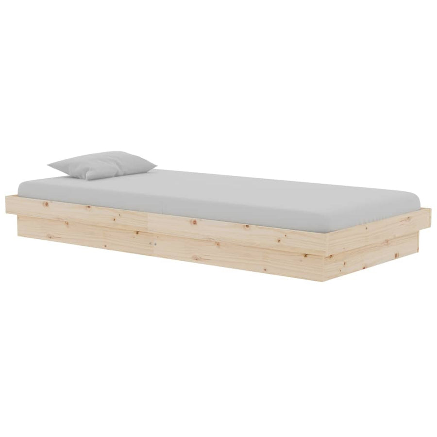 Bedframe Massief Hout 90X190 Cm Single 90 x 190 cm Naturel