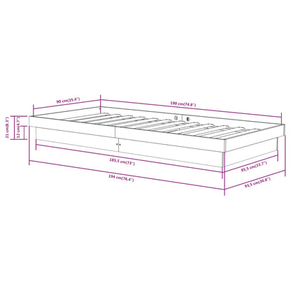 Bedframe Massief Hout 90X190 Cm Single 90 x 190 cm Naturel