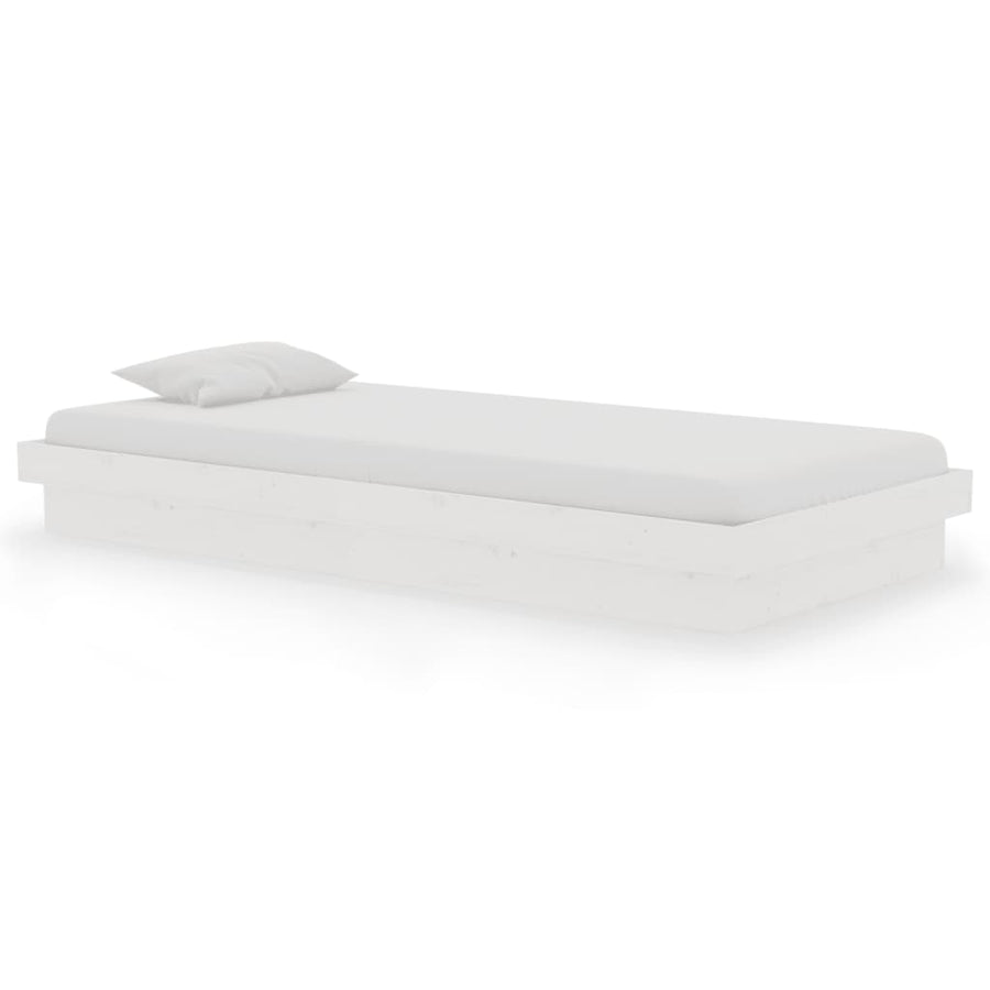 Bedframe massief hout wit 90x190 cm