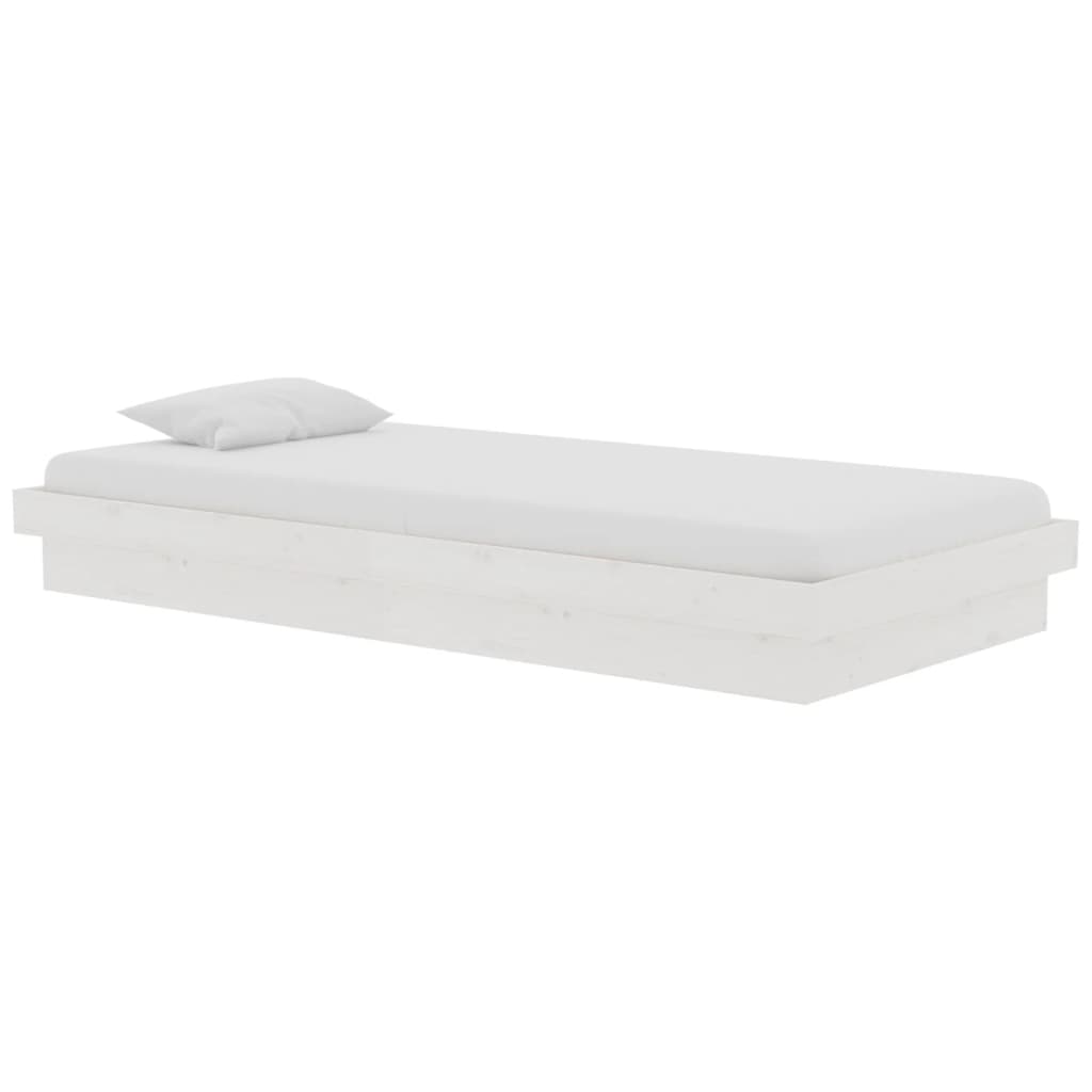 Bedframe massief hout wit 90x190 cm
