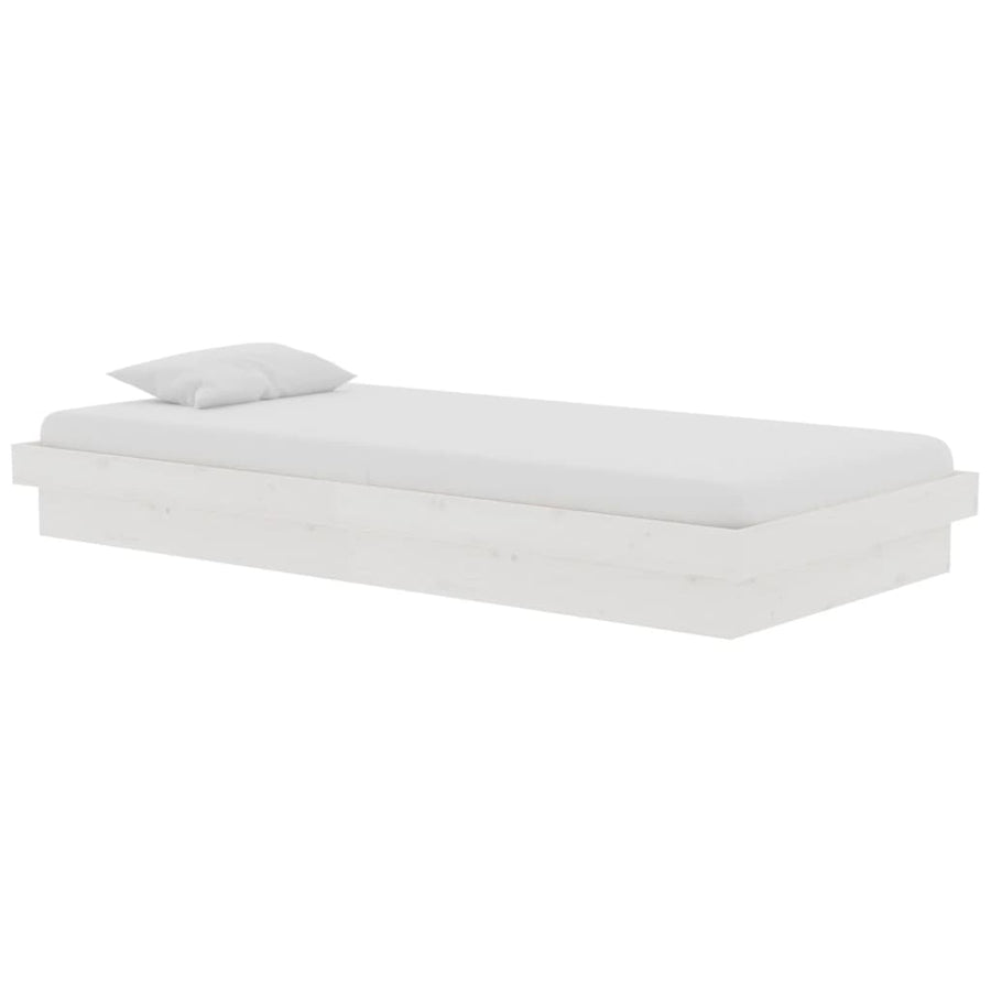 Bedframe massief hout wit 90x190 cm