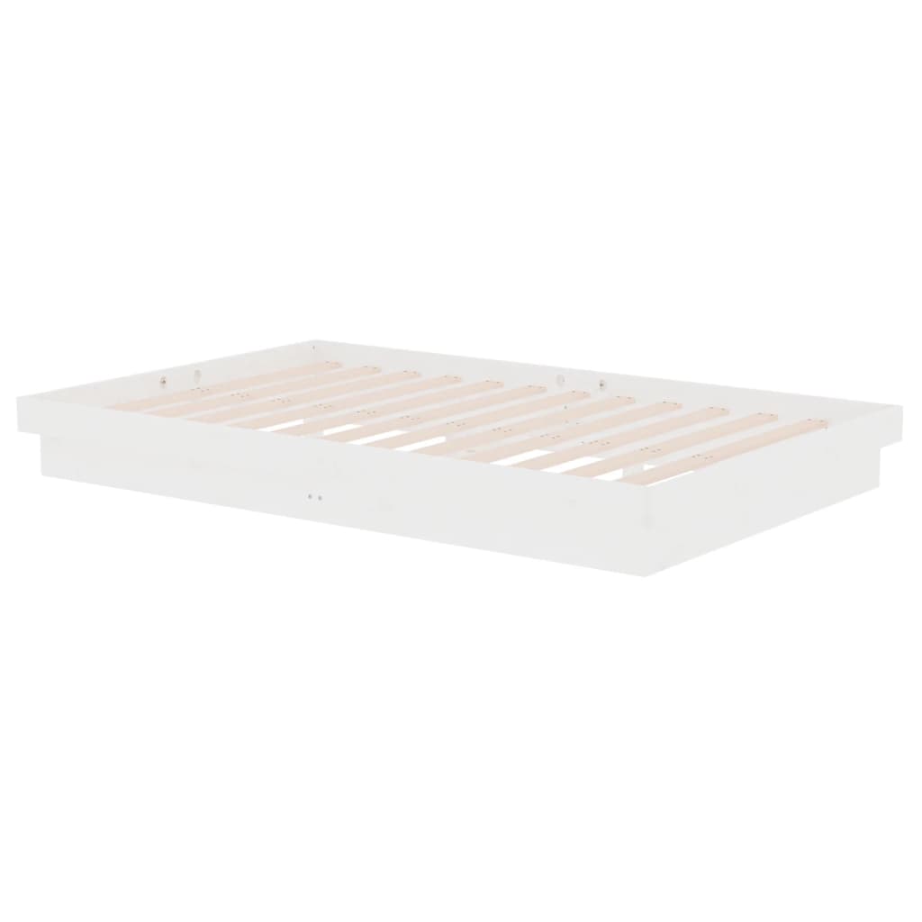 Bedframe Massief Hout Wit 120X190 Cm 4Ft Small Double