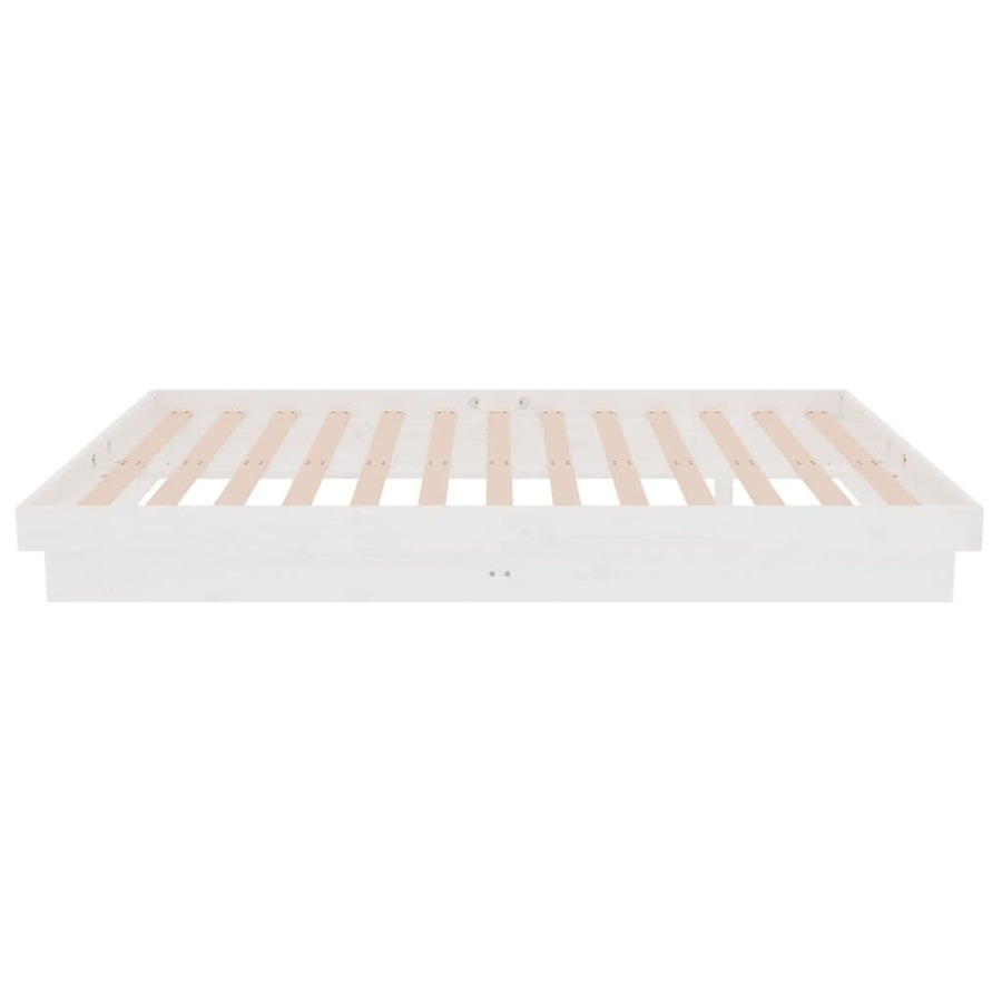 Bedframe Massief Hout Wit 120X190 Cm 4Ft Small Double