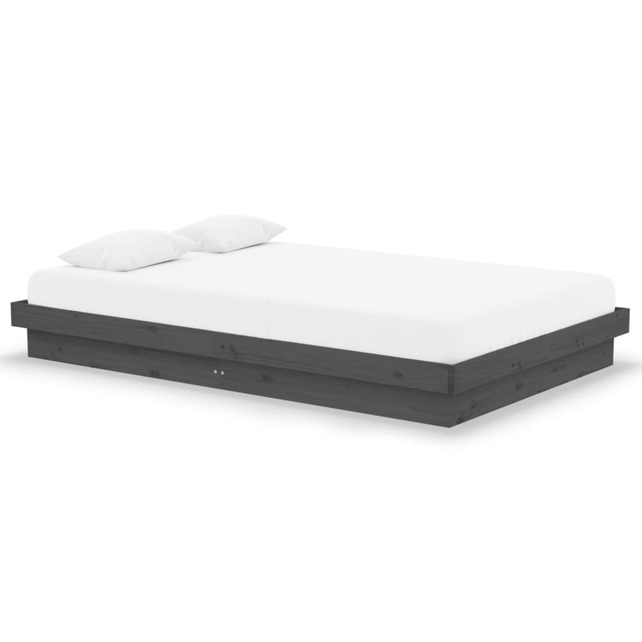 Bedframe Massief Hout Grijs 120X190 Cm 4Ft Small Double