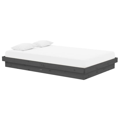 Bedframe Massief Hout Grijs 120X190 Cm 4Ft Small Double