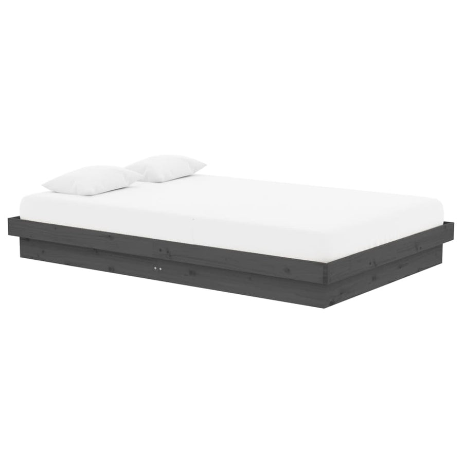 Bedframe Massief Hout Grijs 120X190 Cm 4Ft Small Double