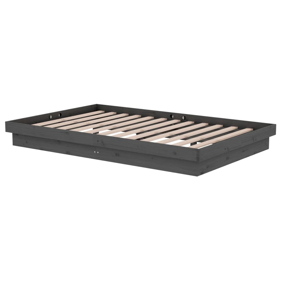 Bedframe Massief Hout Grijs 120X190 Cm 4Ft Small Double