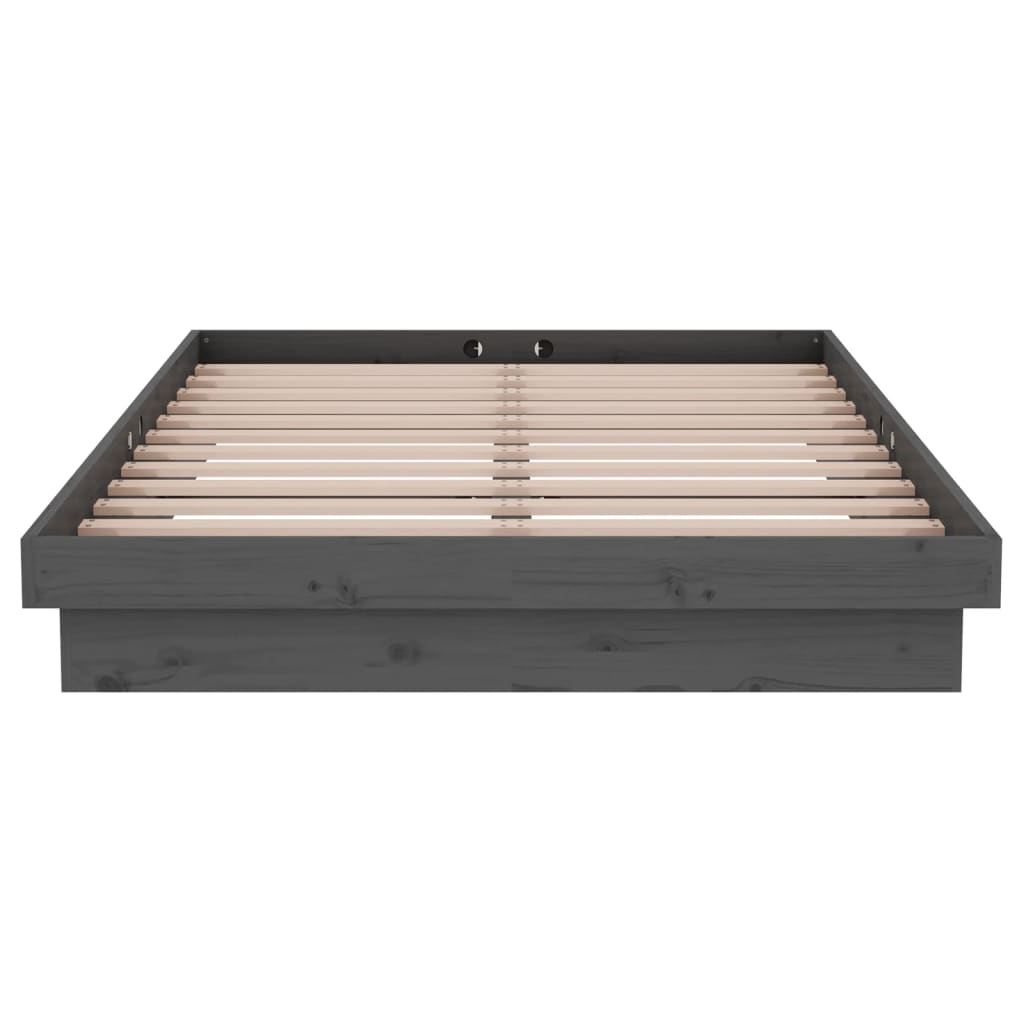Bedframe Massief Hout Grijs 120X190 Cm 4Ft Small Double