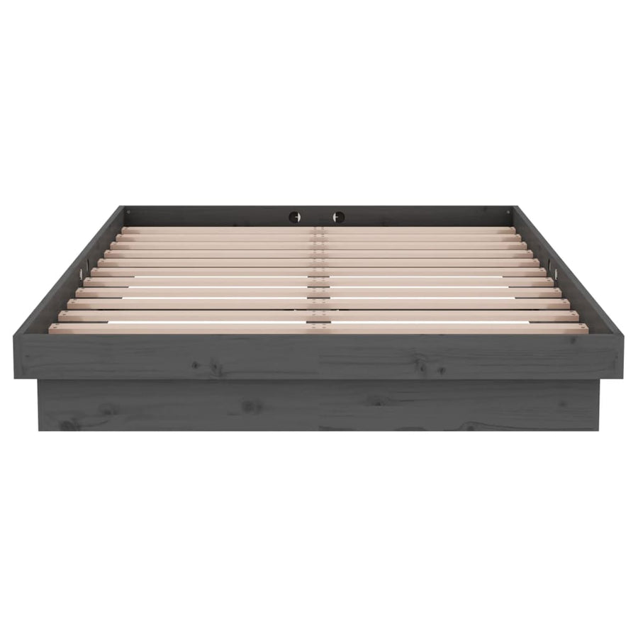 Bedframe Massief Hout Grijs 120X190 Cm 4Ft Small Double