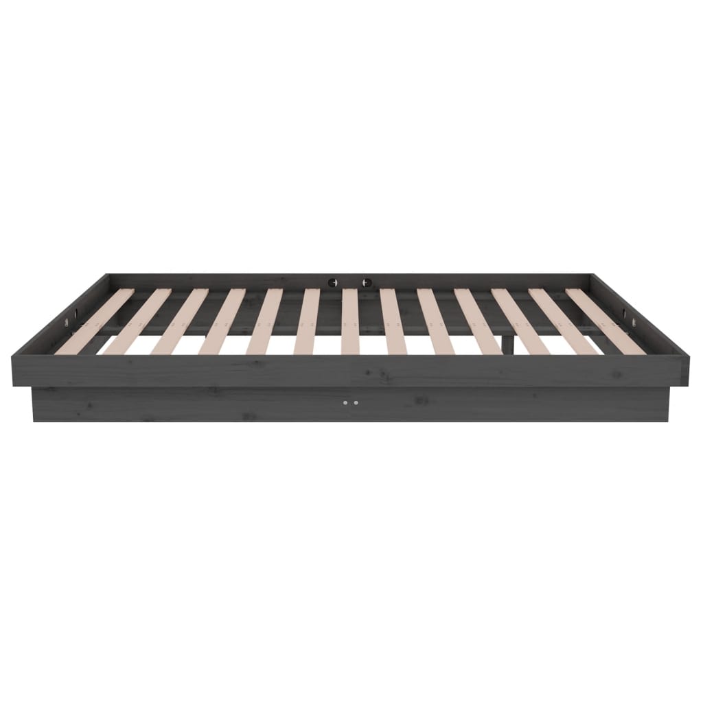 Bedframe Massief Hout Grijs 120X190 Cm 4Ft Small Double