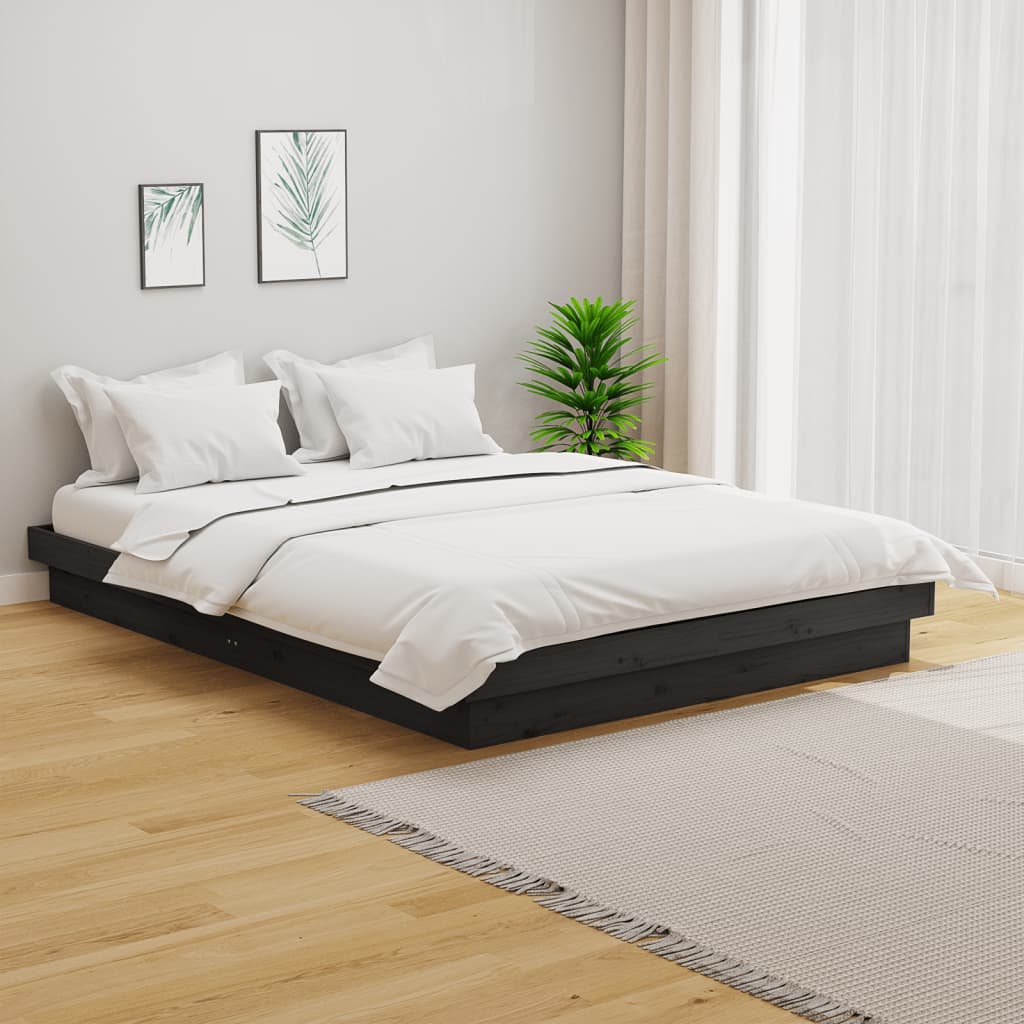 Bedframe Massief Hout Grijs 120X190 Cm 4Ft Small Double