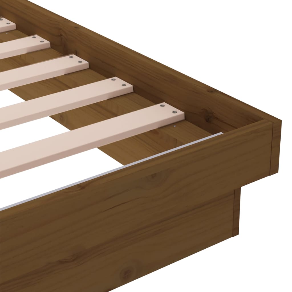 Bedframe Massief Hout Honingbruin 120X190 Cm 4Ft Small Double