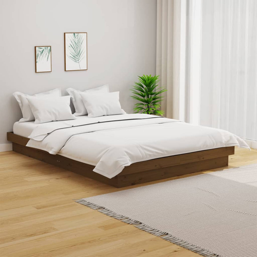 Bedframe Massief Hout Honingbruin 120X190 Cm 4Ft Small Double