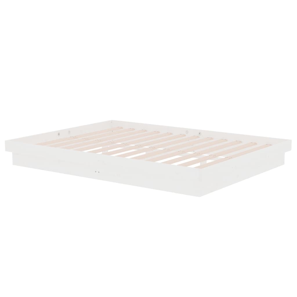 Bedframe Massief Hout Wit 135X190 Cm 4Ft6 Double