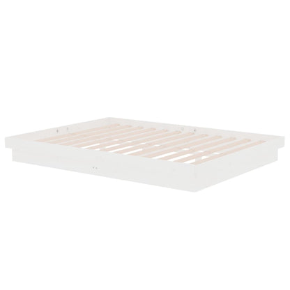 Bedframe Massief Hout Wit 135X190 Cm 4Ft6 Double