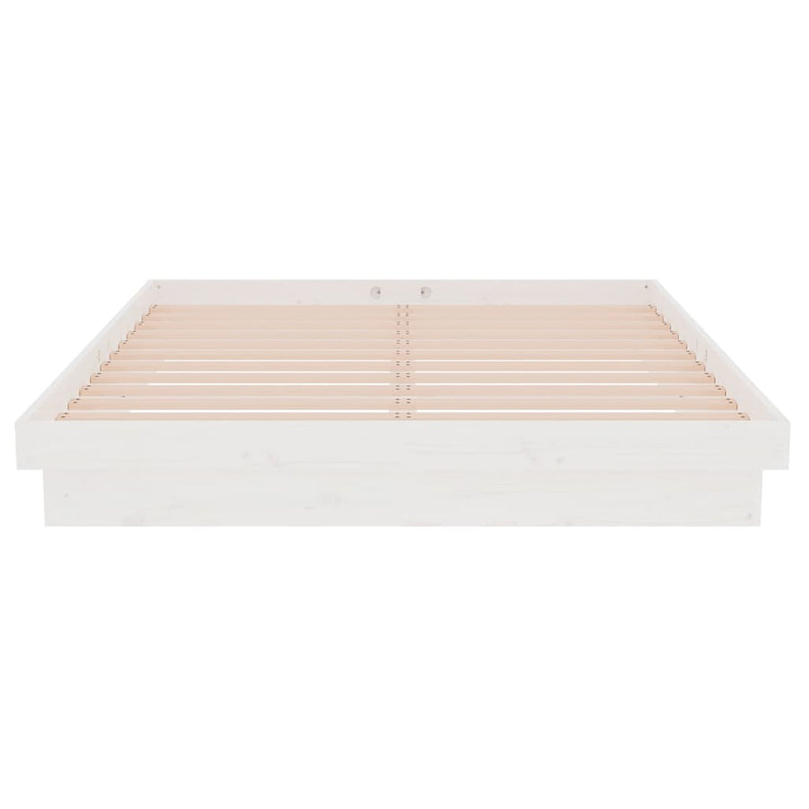 Bedframe Massief Hout Wit 135X190 Cm 4Ft6 Double