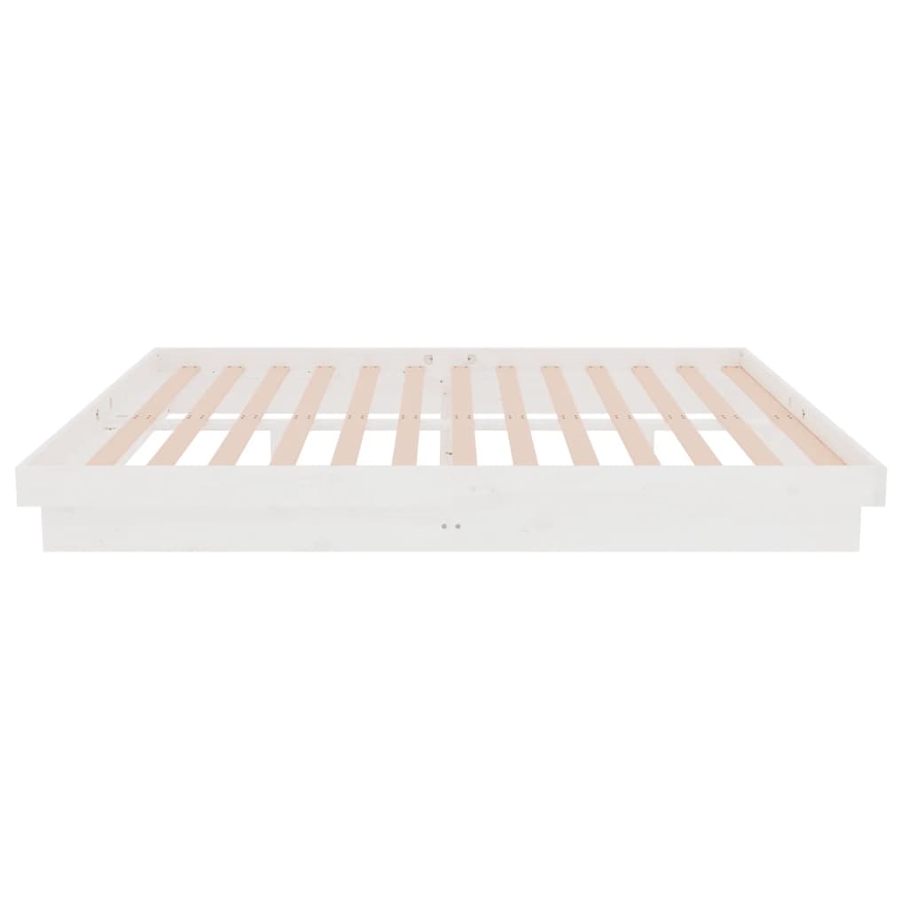 Bedframe Massief Hout Wit 135X190 Cm 4Ft6 Double