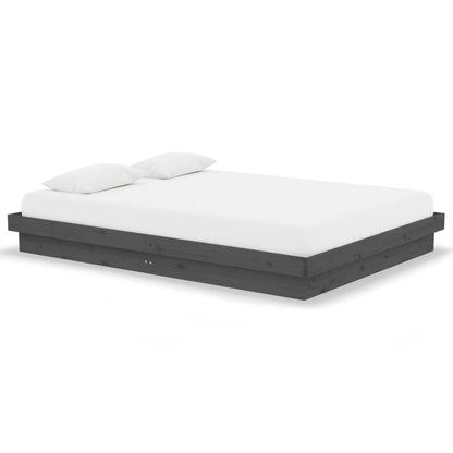 Bedframe Massief Hout Grijs 135X190 Cm 4Ft6 Double