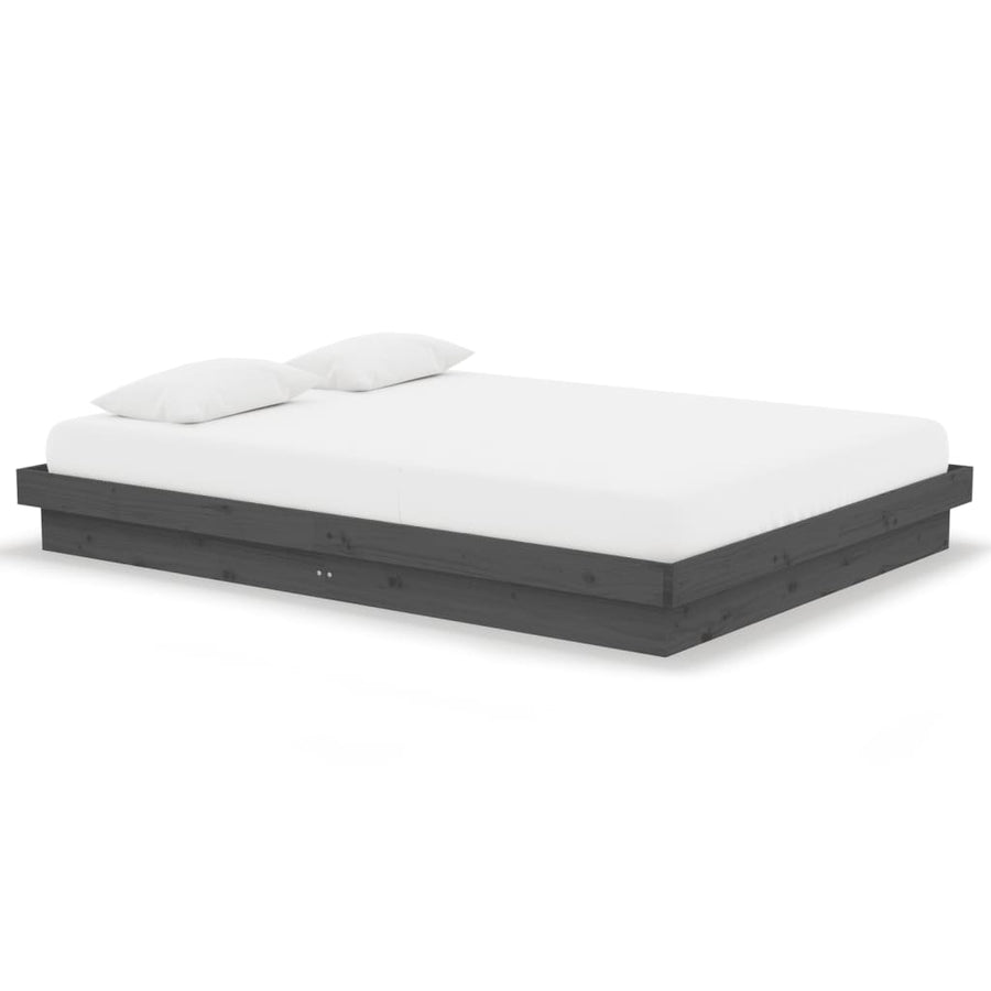 Bedframe Massief Hout Grijs 135X190 Cm 4Ft6 Double