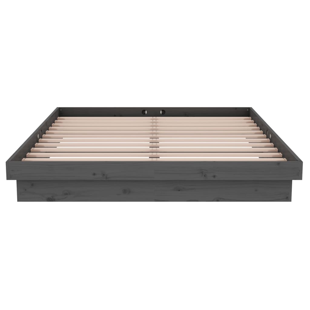 Bedframe Massief Hout Grijs 135X190 Cm 4Ft6 Double