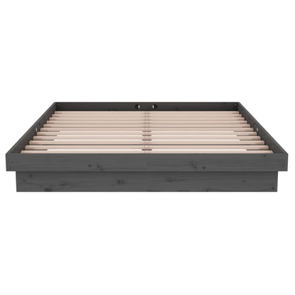 Bedframe Massief Hout Grijs 135X190 Cm 4Ft6 Double