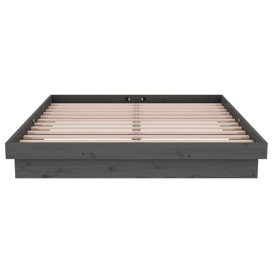 Bedframe Massief Hout Grijs 135X190 Cm 4Ft6 Double