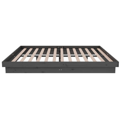 Bedframe Massief Hout Grijs 135X190 Cm 4Ft6 Double
