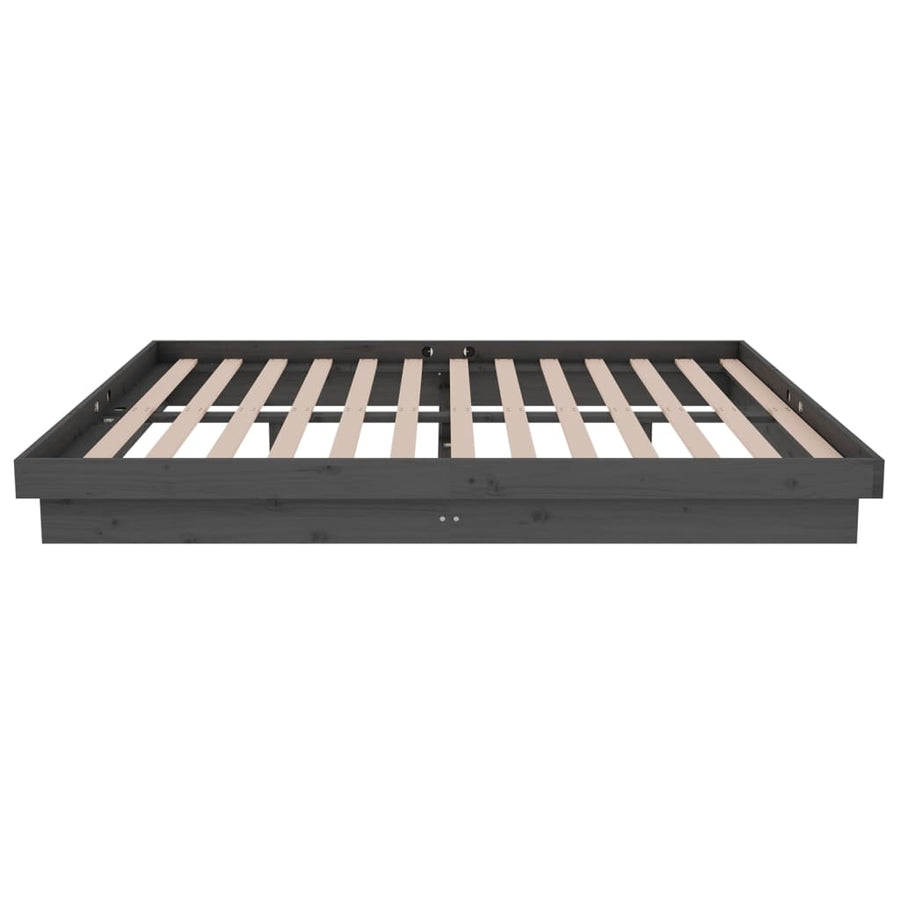 Bedframe Massief Hout Grijs 135X190 Cm 4Ft6 Double