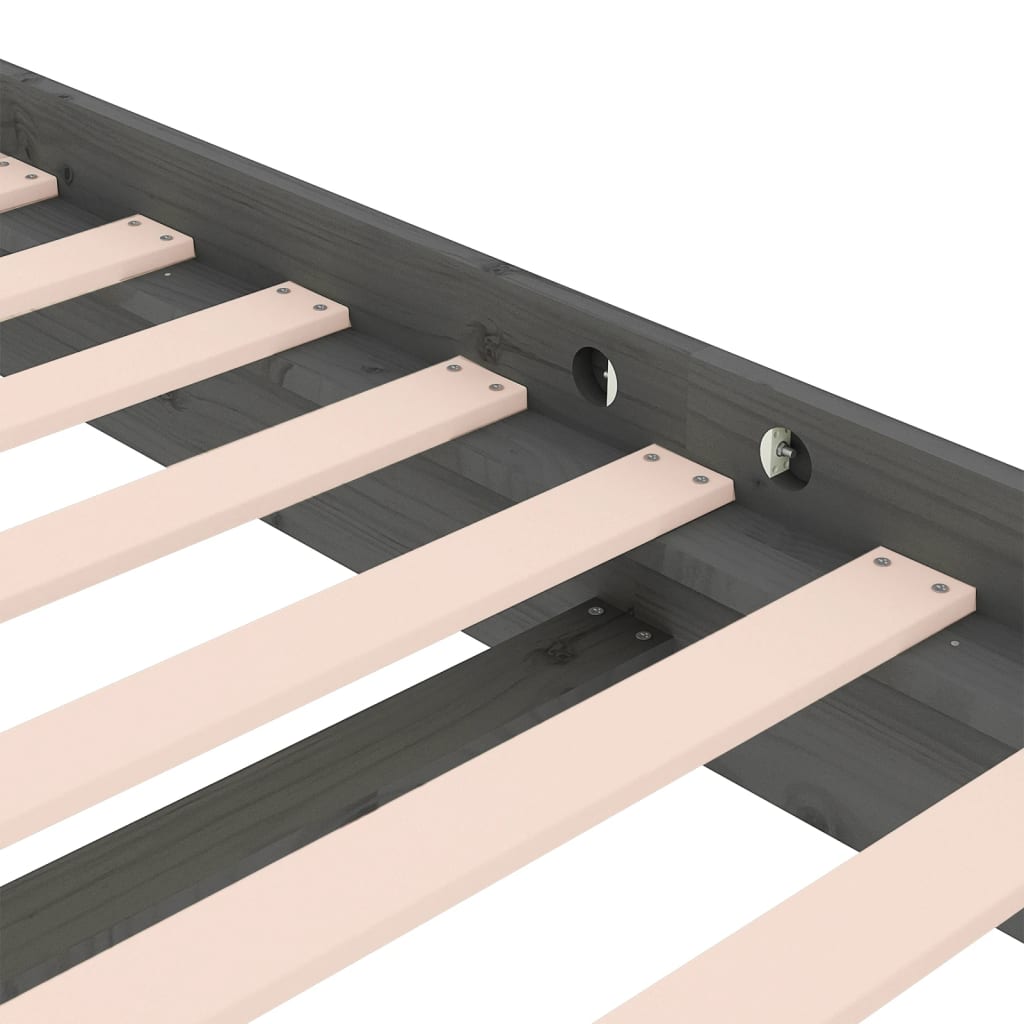 Bedframe Massief Hout Grijs 135X190 Cm 4Ft6 Double