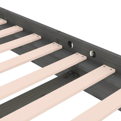 Bedframe Massief Hout Grijs 135X190 Cm 4Ft6 Double