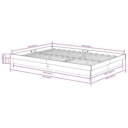 Bedframe Massief Hout Grijs 135X190 Cm 4Ft6 Double