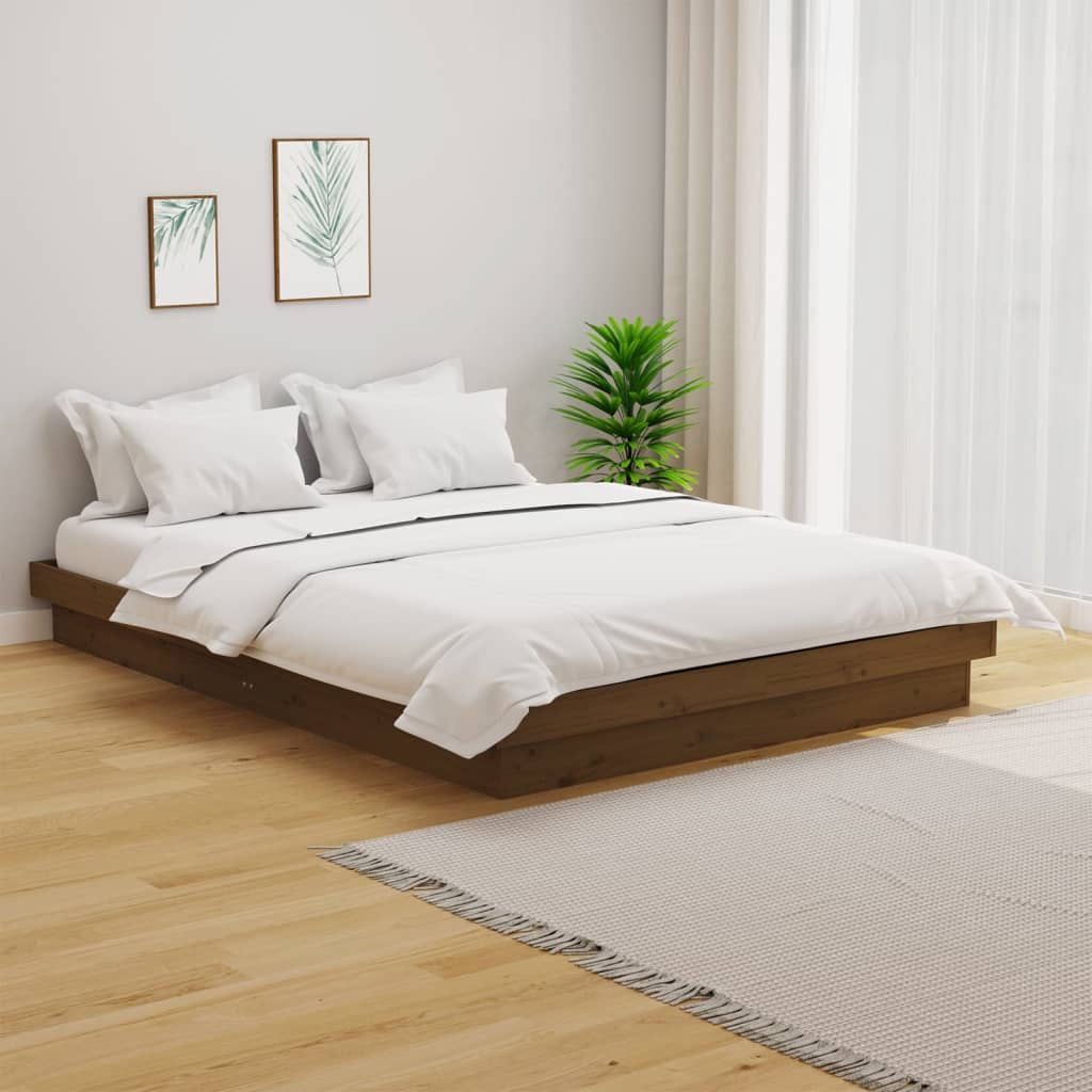 Bedframe Massief Hout Honingbruin 135X190 Cm 4Ft6 Double