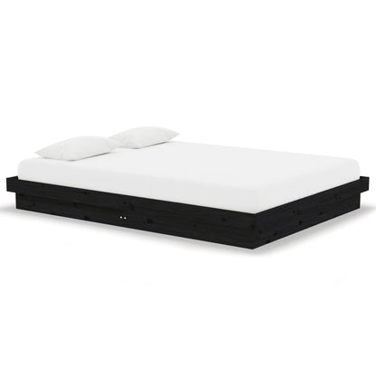 Bedframe Massief Hout Zwart 135X190 Cm 4Ft6 Double