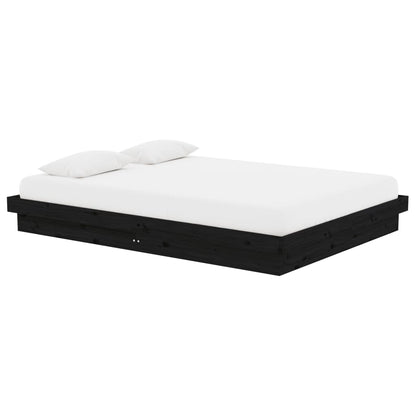 Bedframe Massief Hout Zwart 135X190 Cm 4Ft6 Double