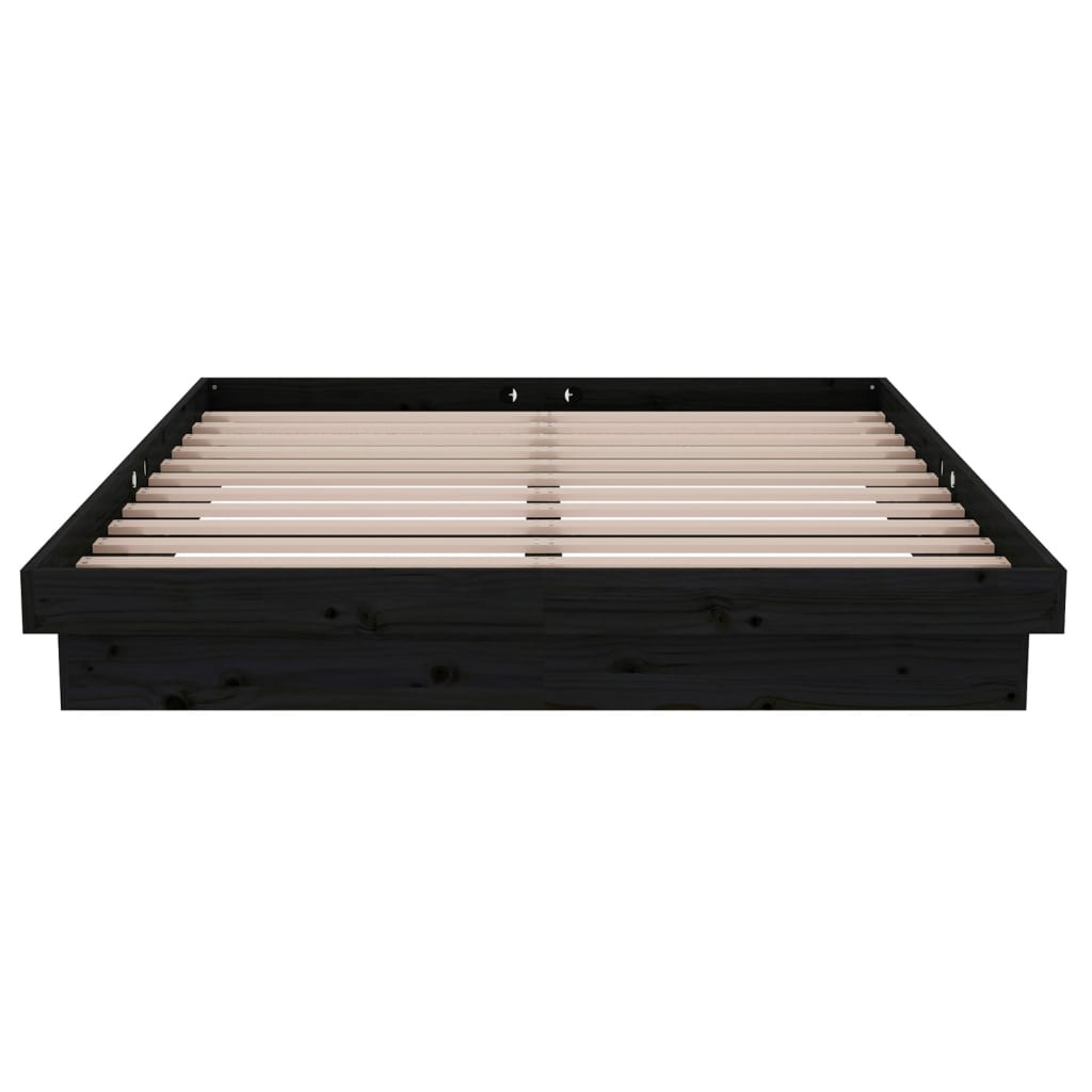 Bedframe Massief Hout Zwart 135X190 Cm 4Ft6 Double