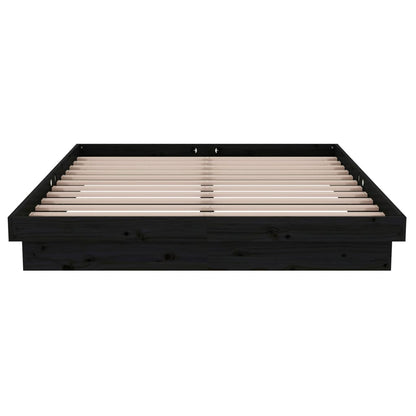 Bedframe Massief Hout Zwart 135X190 Cm 4Ft6 Double