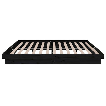 Bedframe Massief Hout Zwart 135X190 Cm 4Ft6 Double