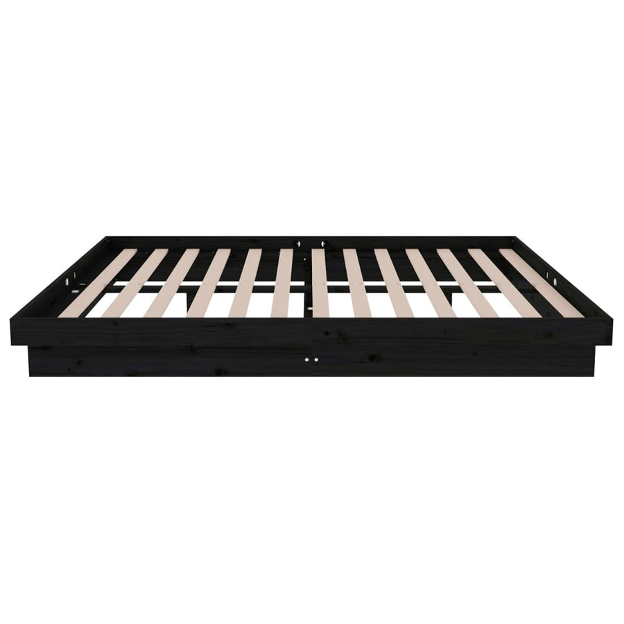 Bedframe Massief Hout Zwart 135X190 Cm 4Ft6 Double