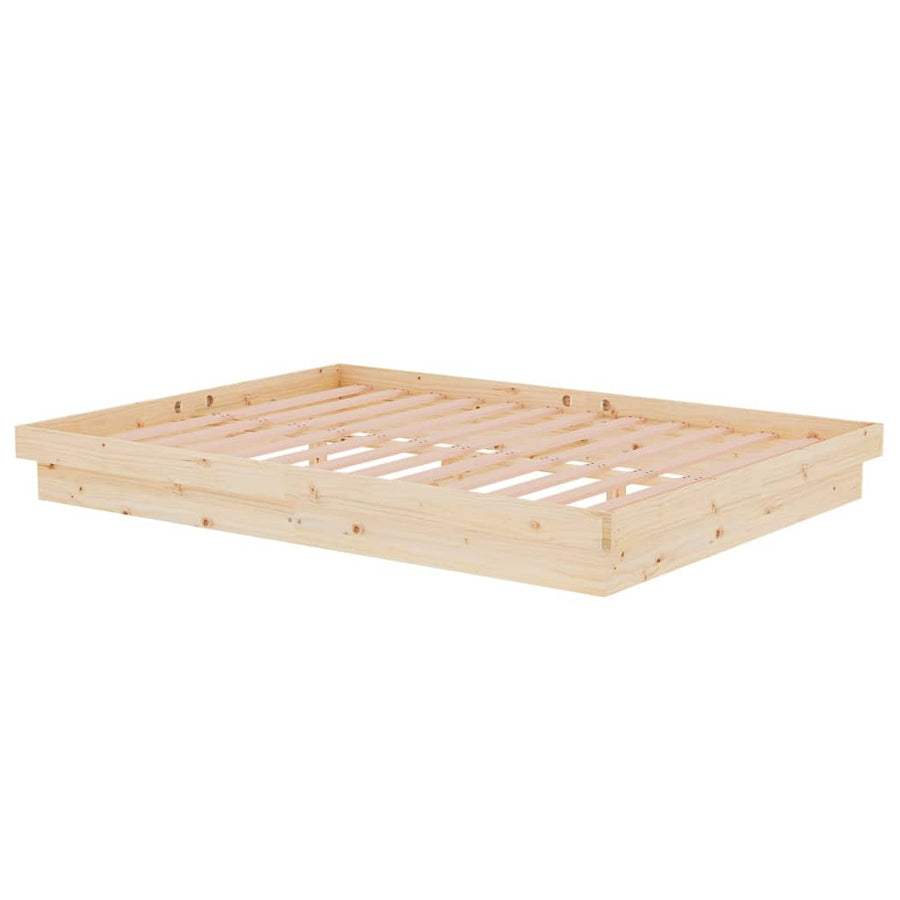 Bedframe Massief Hout 140 x 190 cm Naturel