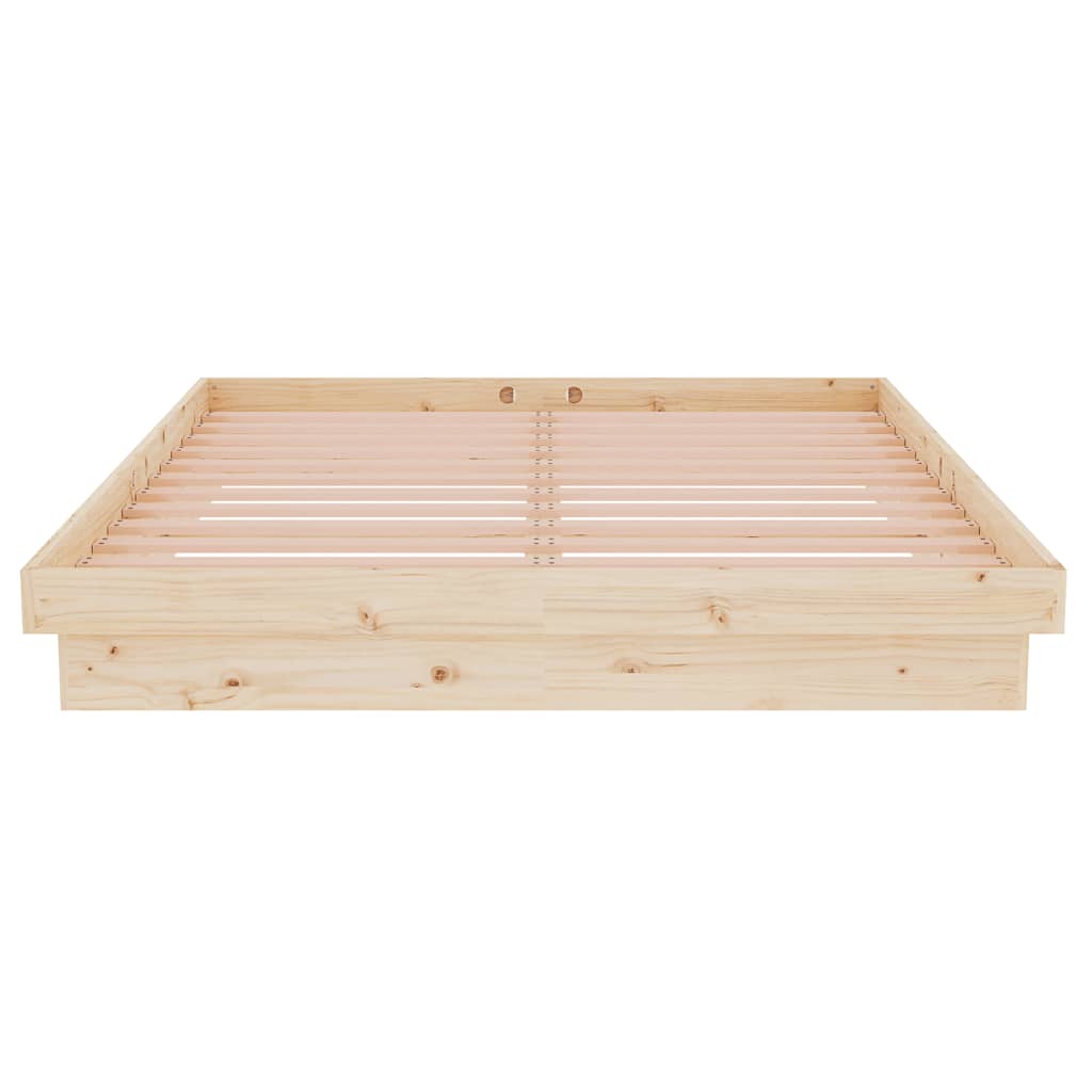 Bedframe Massief Hout 140 x 190 cm Naturel
