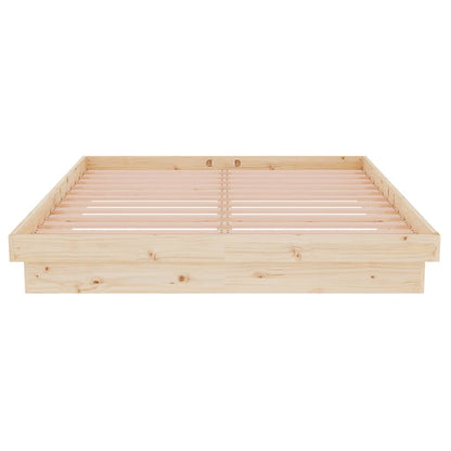 Bedframe Massief Hout 140 x 190 cm Naturel