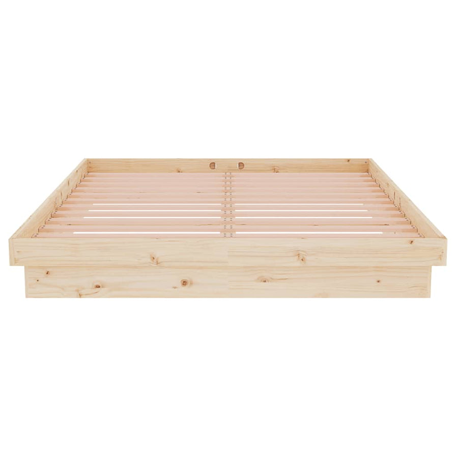 Bedframe Massief Hout 140 x 190 cm Naturel