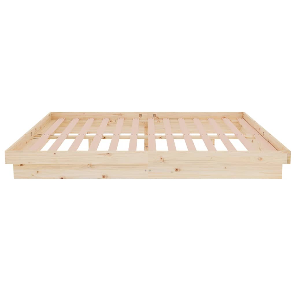 Bedframe Massief Hout 140 x 190 cm Naturel