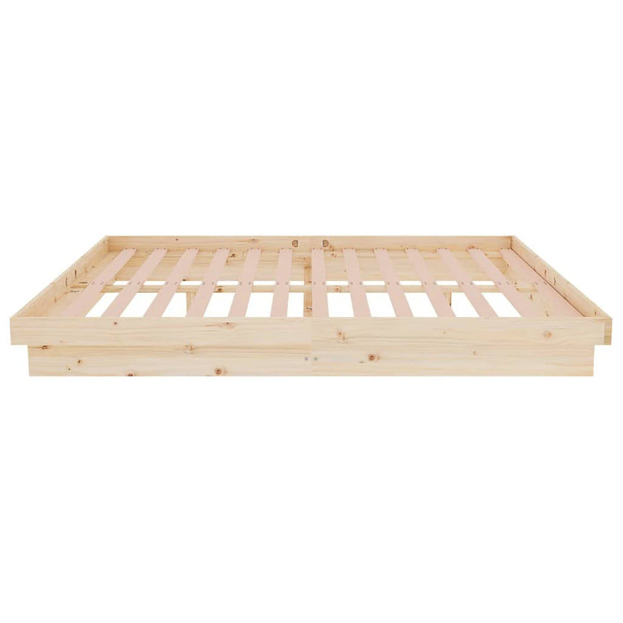Bedframe Massief Hout 140 x 190 cm Naturel