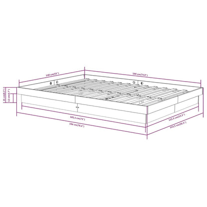 Bedframe Massief Hout 140 x 190 cm Naturel