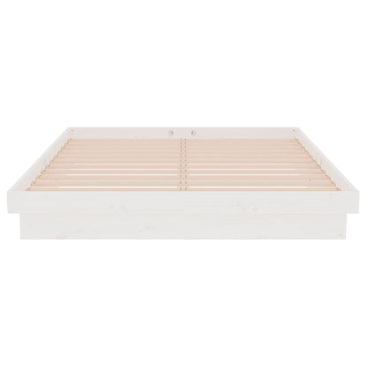 Bedframe Massief Hout Wit 140X190 Cm