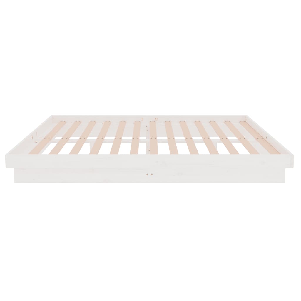 Bedframe Massief Hout Wit 140X190 Cm