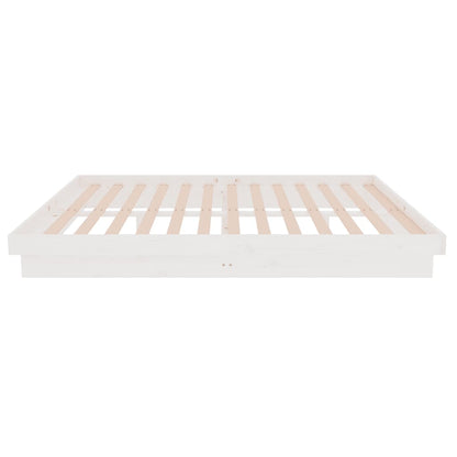 Bedframe Massief Hout Wit 140X190 Cm