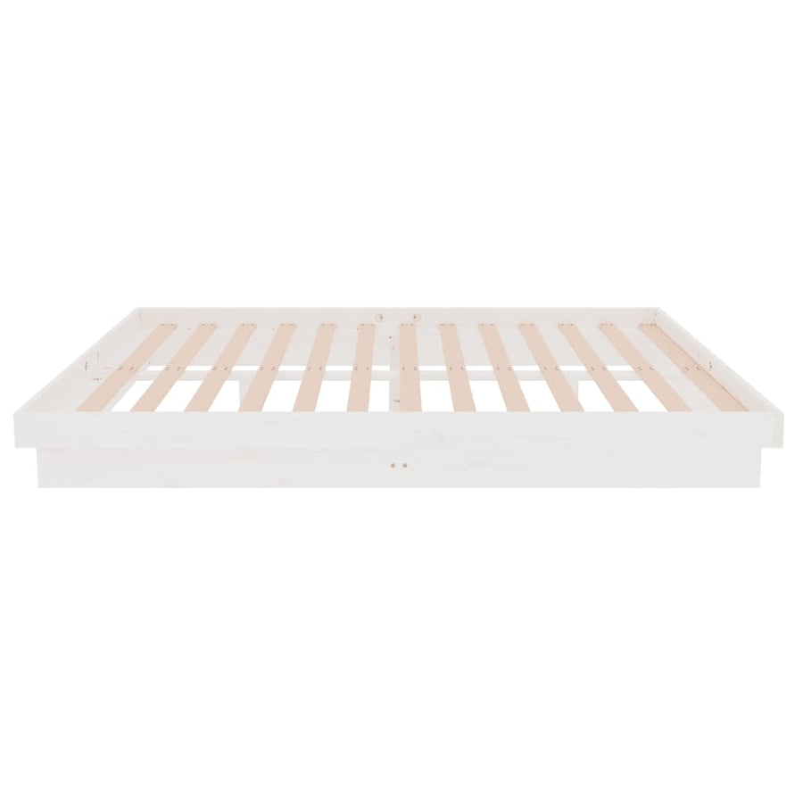 Bedframe Massief Hout Wit 140X190 Cm